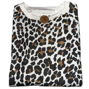 NWT Women’s Texas True Threads Leopard Animal Print Distressed Sweatshirt Sz Med